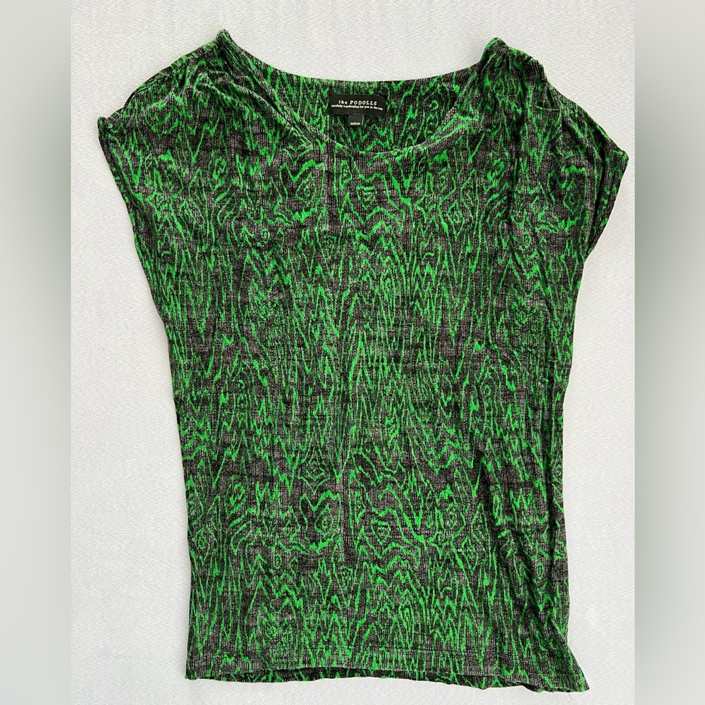 Anthropologie The Podolls Green/Navy Top (Size M)